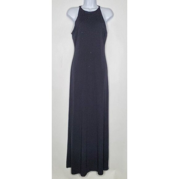Ralph Lauren Dresses & Skirts - Ralph Lauren Womens Black Sparkly Long Gown Size 2 Round Neck Dark Whimsy Goth